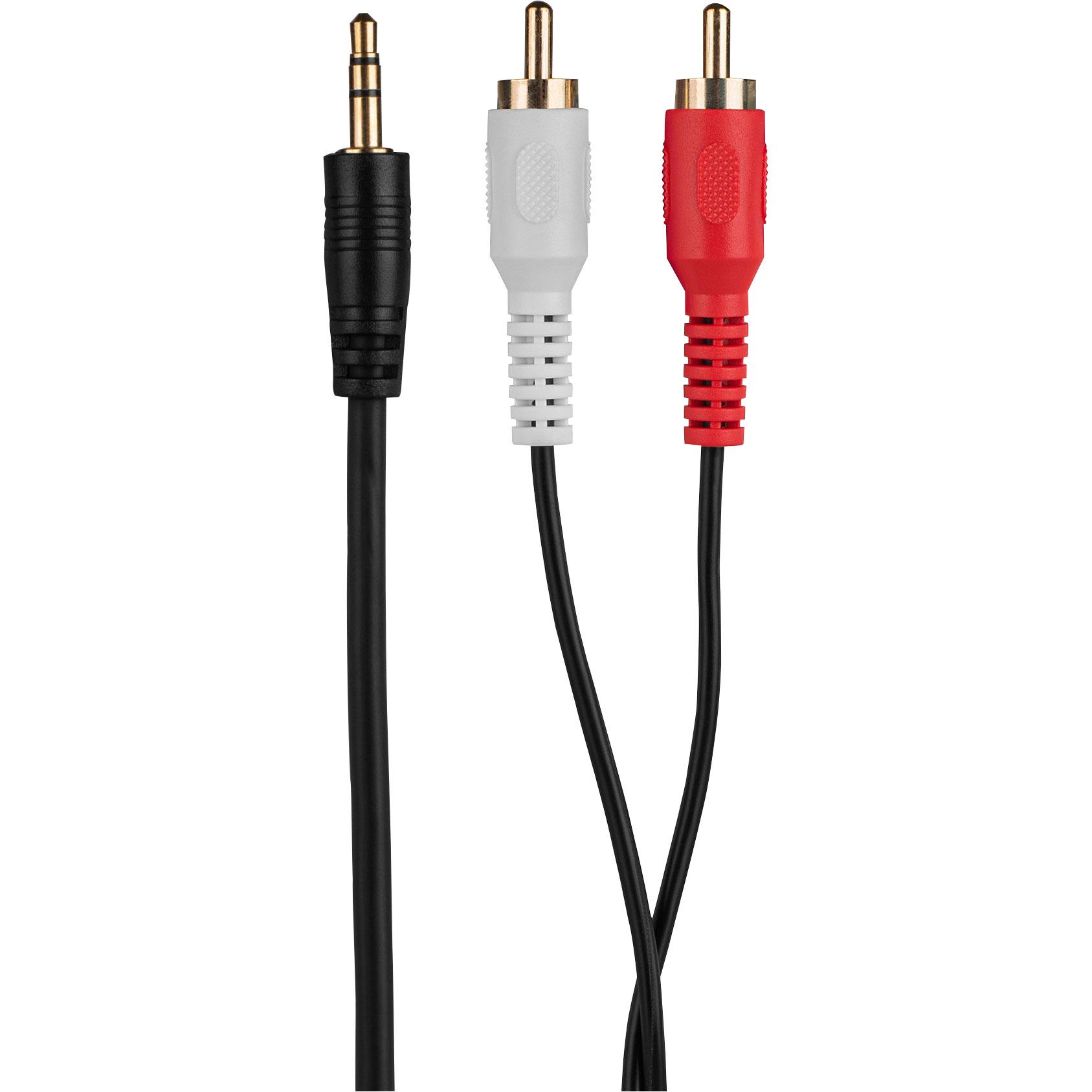 2 RCA Male to 3.5mm Stereo Male Y Adapter Cable with Gold Plated